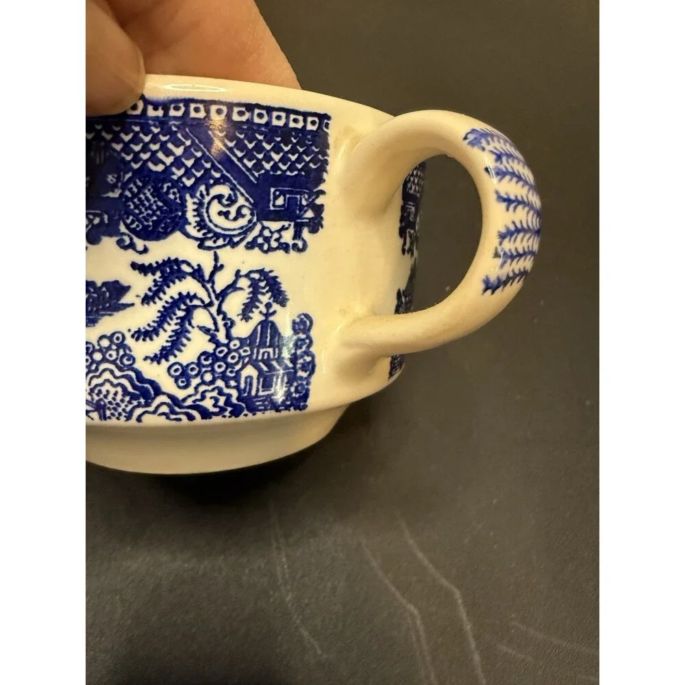 Blue Willow Sugar Bowl No Lid and Creamer Vintage Unmarked